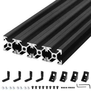4Pack 2020 알루미늄 압출 T-슬롯 200mm 블랙 프로파일 20x20 프레임 3D 프린터 액세서리 부품용 유럽 표준