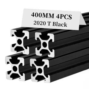 벨라 베이 4pcs 15.75인치 400mm 2020 T 슬롯 알루미늄 압출 프로필 유럽 표준 아노다이징 블랙 선형 레일