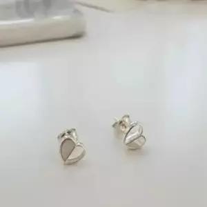 실버925 925 half-heart silver earring