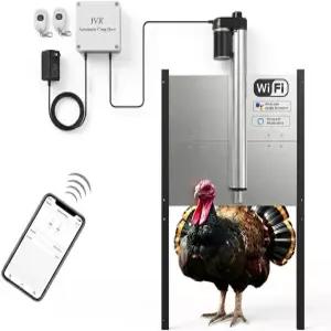 JVR WiFi 자동 튀르키예 쿱 도어 거위와 오리를 위한 초대형 22인치 x 23인치 개구 앱 리모컨 및 알렉사