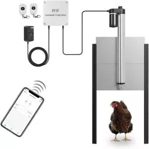 JVR WiFi 자동 치킨 코프 도어 스마트 앱 리모컨 및 알렉사 호환 일출 일몰 핀치 센서 알루미늄 키트 2.4G