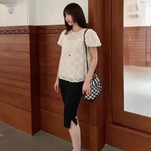 [26 S/S] 프릴 메 쉬 체크 블라우스 ITQ5ZBL860