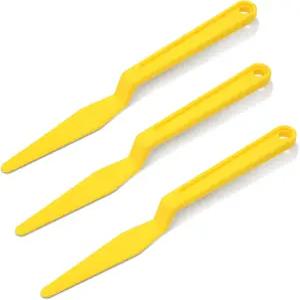 3Pcs 윈도우 틴트 도구 비닐 랩 샹크 개스킷 스퀴지 옐로우 롱 핸들 마이크로 자동차 틴팅 코너 스크레이퍼