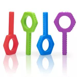 SOSKYGELO 감각 씹는 장난감 키 모양 - 요구를 위한 4팩 츄이 튜브 ADHD SPD를 치아 스틱 를 실리콘 제작