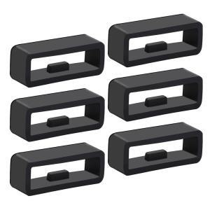 22MM 실리콘 시계 밴드 루프 6팩 범용 스마트 스트랩 패스너 링 블랙 고무 키퍼 루프 교체 부품 와이드 스트랩과 호환되는 손목 리테이너