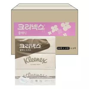 크리넥스 클래식200매 x 3개입 6팩 미용화장지 한박스