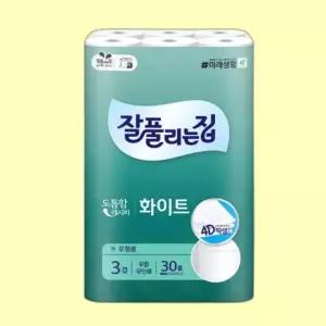 3겹 30롤 화장지 휴지 무형광 가정용 도톰 무향