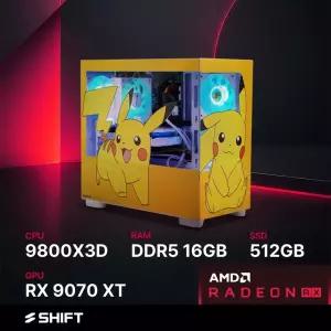 주연테크 시프트 PKP98X97XT2 포켓몬스터 피카츄 AMD 라이젠7 9800X3D RX 9070 XT 게이밍 컴퓨터