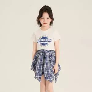 [조이멀티] 하이틴체크 여아 반팔 레이어드치마 상하세트 206169