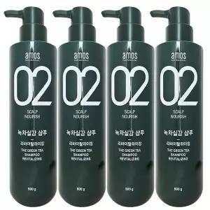 [NS홈쇼핑]아모스 녹차실감 리바이탈라이징 산뜻한 타입 지성 샴푸 500g 4개..[36032581]