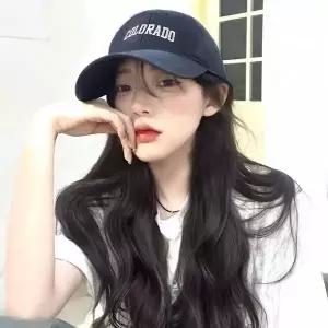 [골드스마일]네이비 레터링 캡모자 웨이브 가발 여성가발
