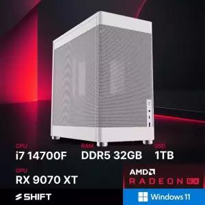 주연테크 시프트 CG347F97XTW 화이트 인텔 코어i7 14700F RX 9070 XT 윈도우11 홈 게이밍 컴퓨터