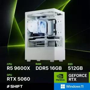 주연테크 시프트 D396X56W 화이트 AMD 라이젠5 9600X RTX 5060 윈도우11 홈 게이밍 컴퓨터
