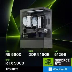 주연테크 시프트 D35656W 블랙 AMD 라이젠5 5600 RTX 5060 윈도우11 홈 게이밍 컴퓨터