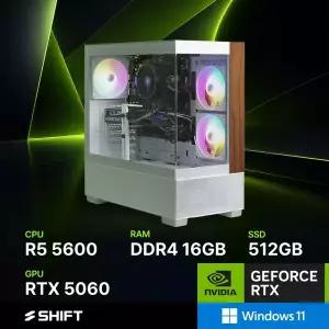 주연테크 시프트 D65656W 화이트 AMD 라이젠5 5600 RTX 5060 윈도우11 홈 게이밍 컴퓨터
