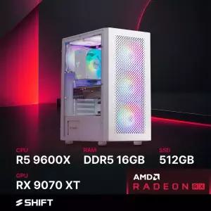주연테크 시프트 D496X97XT 화이트 AMD 라이젠5 9600X RX 9070 XT 게이밍 컴퓨터
