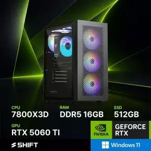 주연테크 시프트 D478X56TW 블랙 AMD 라이젠7 7800X3D RTX 5060 TI 윈도우11 홈 게이밍 컴퓨터