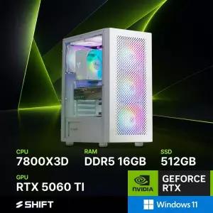 주연테크 시프트 D478X56TW 화이트 AMD 라이젠7 7800X3D RTX 5060 TI 윈도우11 홈 게이밍 컴퓨터