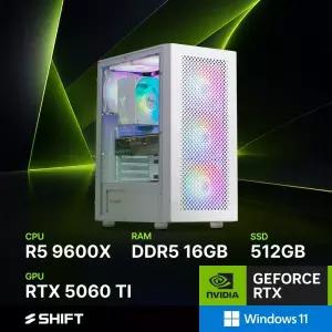 주연테크 시프트 D496X56TW 화이트 AMD 라이젠5 9600X RTX 5060 TI 윈도우11 홈 게이밍 컴퓨터