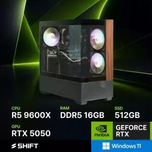 주연테크 시프트 D696X55W 블랙 AMD 라이젠5 9600X RTX 5050 윈도우11 홈 게이밍 컴퓨터
