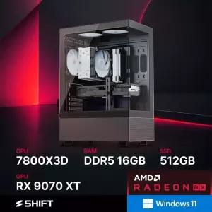 주연테크 시프트 D378X97XTW 블랙 AMD 라이젠7 7800X3D RX 9070 XT 윈도우11 홈 게이밍 컴퓨터