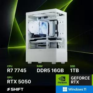 주연테크 시프트 D374555W-16G1T 화이트 AMD 라이젠7 7745 RTX 5050 윈도우11 홈 게이밍 컴퓨터