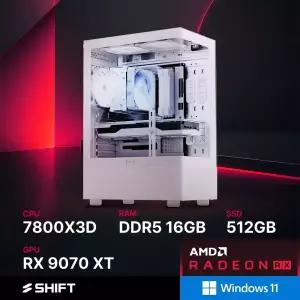 주연테크 시프트 D378X97XTW 화이트 AMD 라이젠7 7800X3D RX 9070 XT 윈도우11 홈 게이밍 컴퓨터