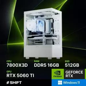 주연테크 시프트 D378X56TW 화이트 AMD 라이젠7 7800X3D RTX 5060 TI 윈도우11 홈 게이밍 컴퓨터