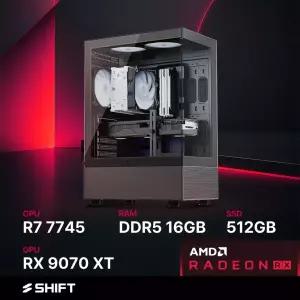 주연테크 시프트 D374597XT-16G512G 블랙 AMD 라이젠7 7745 RX 9070 XT 게이밍 컴퓨터