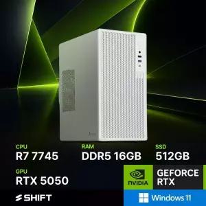 주연테크 시프트 D174555W-16G512G 화이트 AMD 라이젠7 7745 RTX 5050 윈도우11 홈 게이밍 컴퓨터