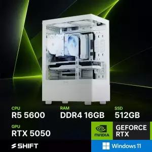 주연테크 시프트 D35655W 화이트 AMD 라이젠5 5600 RTX 5050 윈도우11 홈 게이밍 컴퓨터