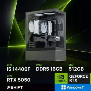 주연테크 시프트 D344F55W 블랙 인텔 코어i5 14400F RTX 5050 윈도우11 홈 게이밍 컴퓨터