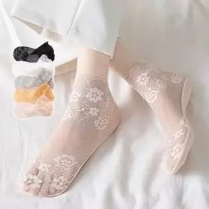 [브이와이][VCMQN7FI]얇은 레이스덧신 봄여름 레이스 양말 ELY-7
