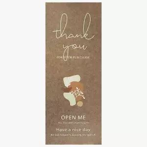 감사 라벨지 꽃무늬 세로형 스티커 다꾸용품 선물 포장지 브라운