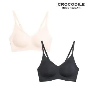 [크로커다일] 소프트 쿨인견 쉘론 패드분리 후크형 브라2종 베이지 블랙 CDWBR5N1820
