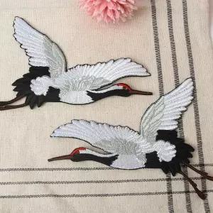학 위아 새모양 와펜 새 자수패치 한복자수 의류diy