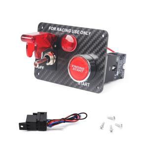 진정한 탄소 섬유 12V LED 토글 점화 스위치 패널 엔진 시작 푸시 버튼 세트 전원 속도 및 레이싱 용 범용