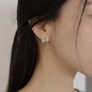 여자 미니리본 일상룩 비즈 귀여운 귀걸이