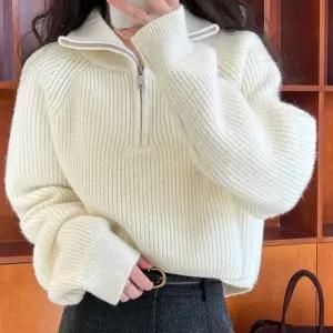 [아우트_66]반집업 카라 골지 데일리 니트 상의 SSH-164