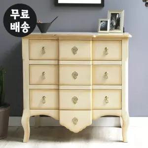 리베 원목 서랍장 엔틱 3단 슬림 체스트(빈티지크림)