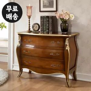 필즈 원목 서랍장 엔틱 거실 3단 체스트 서랍 안방