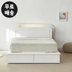 넬리 화이트 수납 침대 프레임 서랍형 퀸 사이즈(Q)