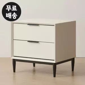 벨로 가죽 침대옆 협탁 2단 선반 서랍장(아이보리)