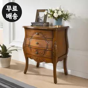 류 마호가니 엔틱 협탁 원목 3단 침대옆 높은 브라운