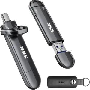 SSK USB 플래시 드라이브 2TB SSD 외장 TLC NAND 솔리드 스테이트 듀얼 USBC 및 USBA 포트 최대 1000MB/s
