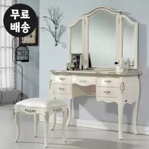 멜로 엔틱 화장대 원목 콘솔 3면 거울 서랍장 수납