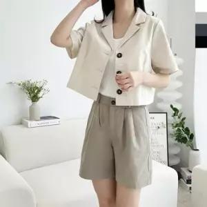 코튼 반밴딩 여성 반바지 베이직 핀턱 치노 여름
