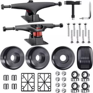 지즈모 스케이트보드 트럭 7.75-8인치 데크 휠 52mm 베어링 ABEC-9 패드 하드웨어 도구 콤보 스타터 세트