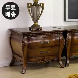 로딘 엔틱 마호가니 원목 2단 서랍장 침대 협탁(600)