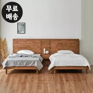 코제 고무나무 원목 트윈 침대프레임 퀸사이즈_협탁